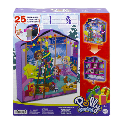 Polly Pocket Advent Calendar, Winterhouse design, 4 floors with 8 rooms, 25 surprises to discover, great Christmas gift for 4 years old & up, HHX84