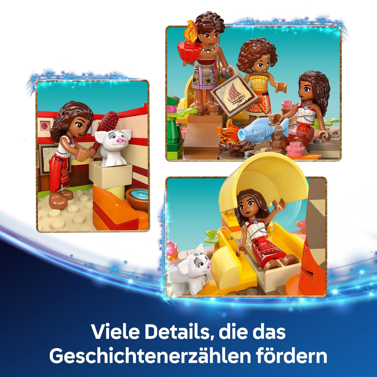 LEGO | Disney Moana 2: Moana's Adventure Raft - Toy boat with fabric sail, removable deck, campfire & 3 minifigures, including Loto and Moni – Gift for girls aged 6+ & fans – 43270