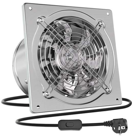 HG Power 250mm exhaust fan 1680m³/h bathroom fan quiet with backdraft damper Powerful wall fan with EU plug for kitchen bathroom garage basement.