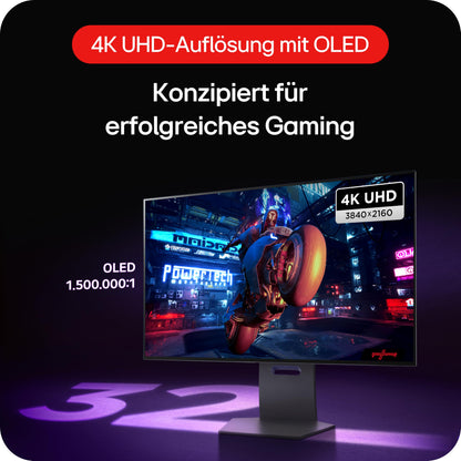LG Electronics 32GS95UX-B.AEU UltraGear™ 4K UHD Gaming OLED Monitor 32" (80cm), 3840 x 2160, 0.03ms GtG, 480 Hz, HDR10, HDR™400 TRUE BLACK, NVIDIA G-Sync™ Compatible, AMD FreeSync™ Premium Pro - Gray