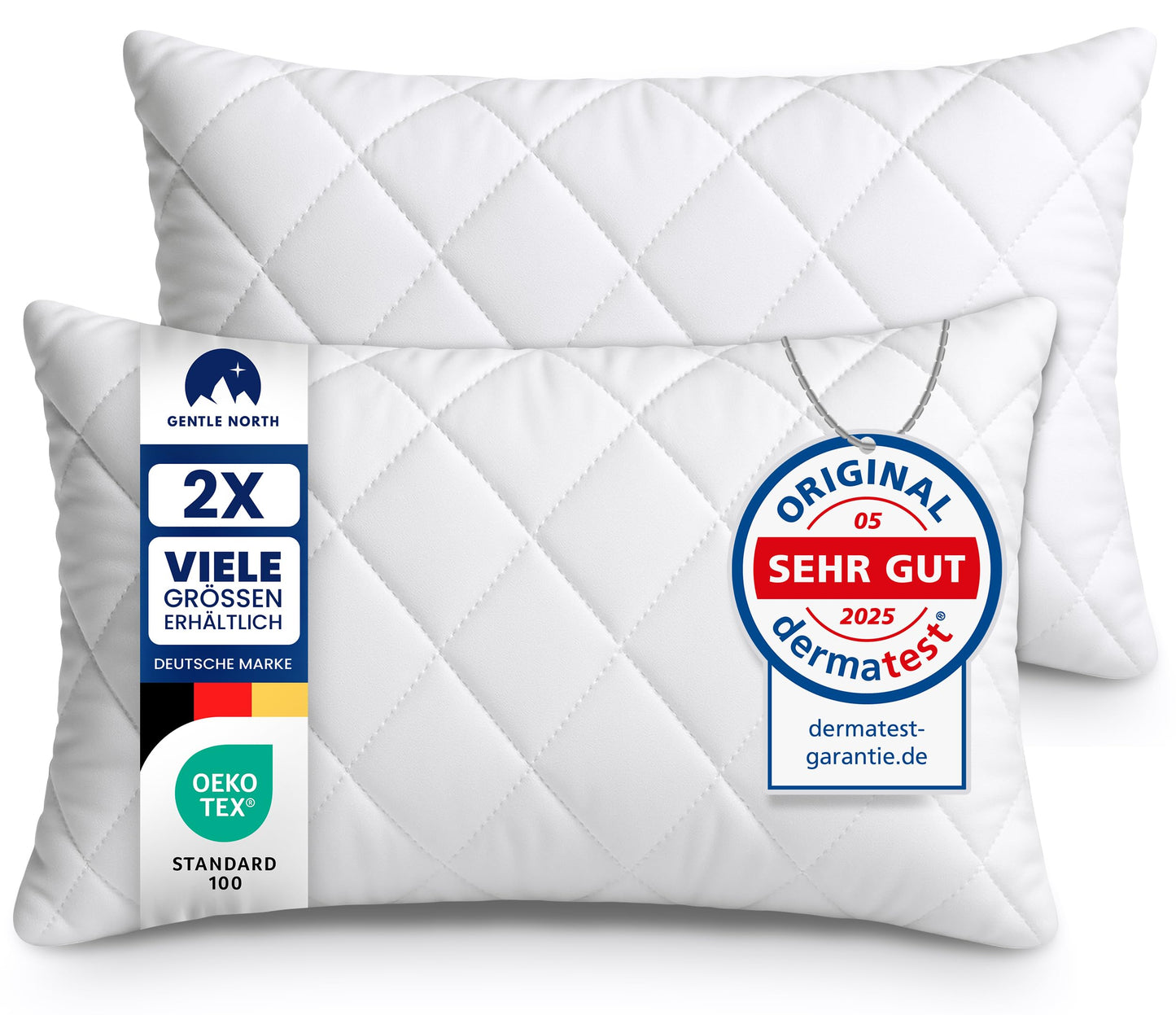 Gentle North Pillow (50x75 cm) - Set of 2 Pillows for Bed and Decorative Use - With Zipper for Filling - Throw Pillows - Couch and Sofa Accent Pillows - Ecolabel Certified - Washable up to 60° - White