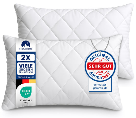 Gentle North Pillow (50x75 cm) - Set of 2 Pillows for Bed and Decorative Use - With Zipper for Filling - Throw Pillows - Couch and Sofa Accent Pillows - Ecolabel Certified - Washable up to 60° - White
