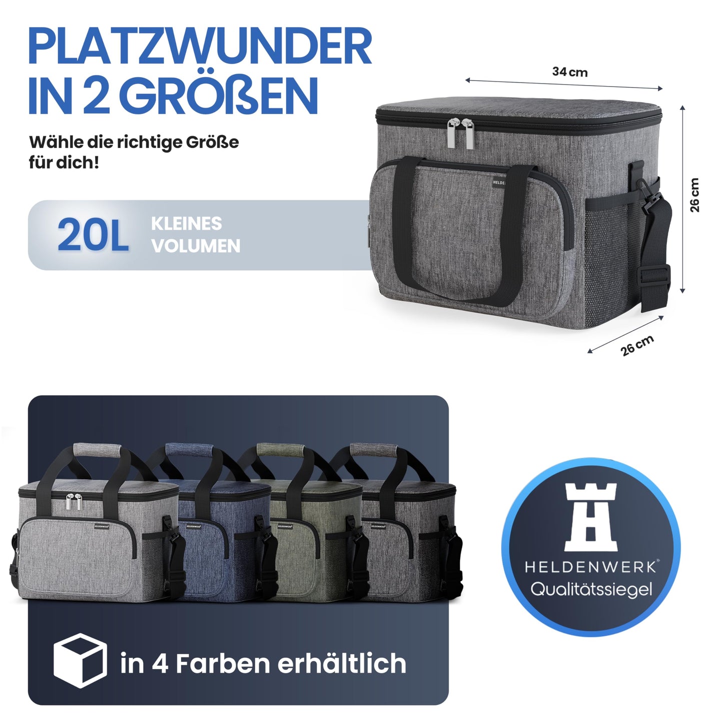 HERO WORK Cooler Bag Large foldable - Insulated Cooler Box Thermal Bag leak-proof & waterproof - Picnic Lunch Bag, Breakfast Bag, Thermos Bag, Insulated Bag