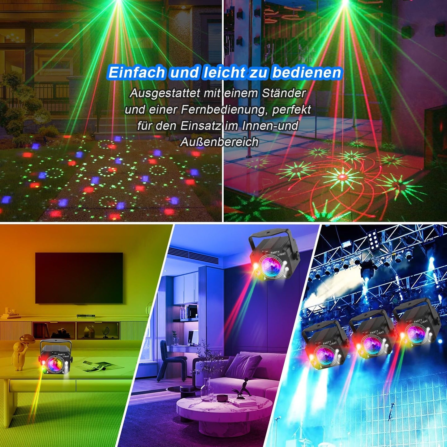Nigecue 3 in 1 Disco Light Party Light with remote control, Music controlled disco light with strobe, Voice controlled LED DJ party lamp disco ball with 2M USB cable for Halloween Christmas Club Holidays.
