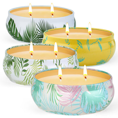 Citronella candle outdoor large 4x180g soy wax - 250h burning time with 2-wick system - Outdoor candle for garden, patio & picnic, candle gift sets