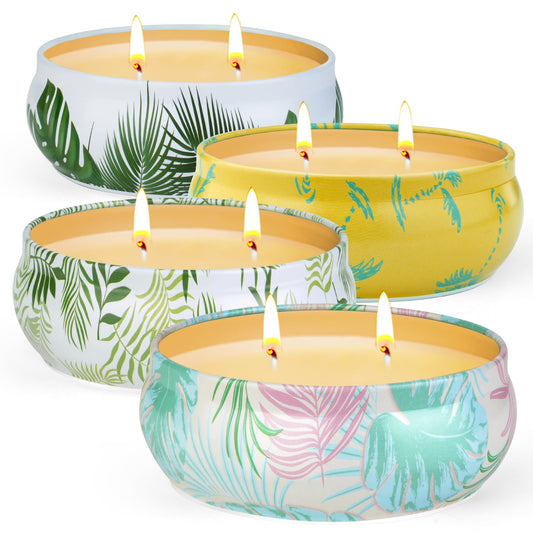 Citronella candle outdoor large 4x180g soy wax - 250h burning time with 2-wick system - Outdoor candle for garden, patio & picnic, candle gift sets