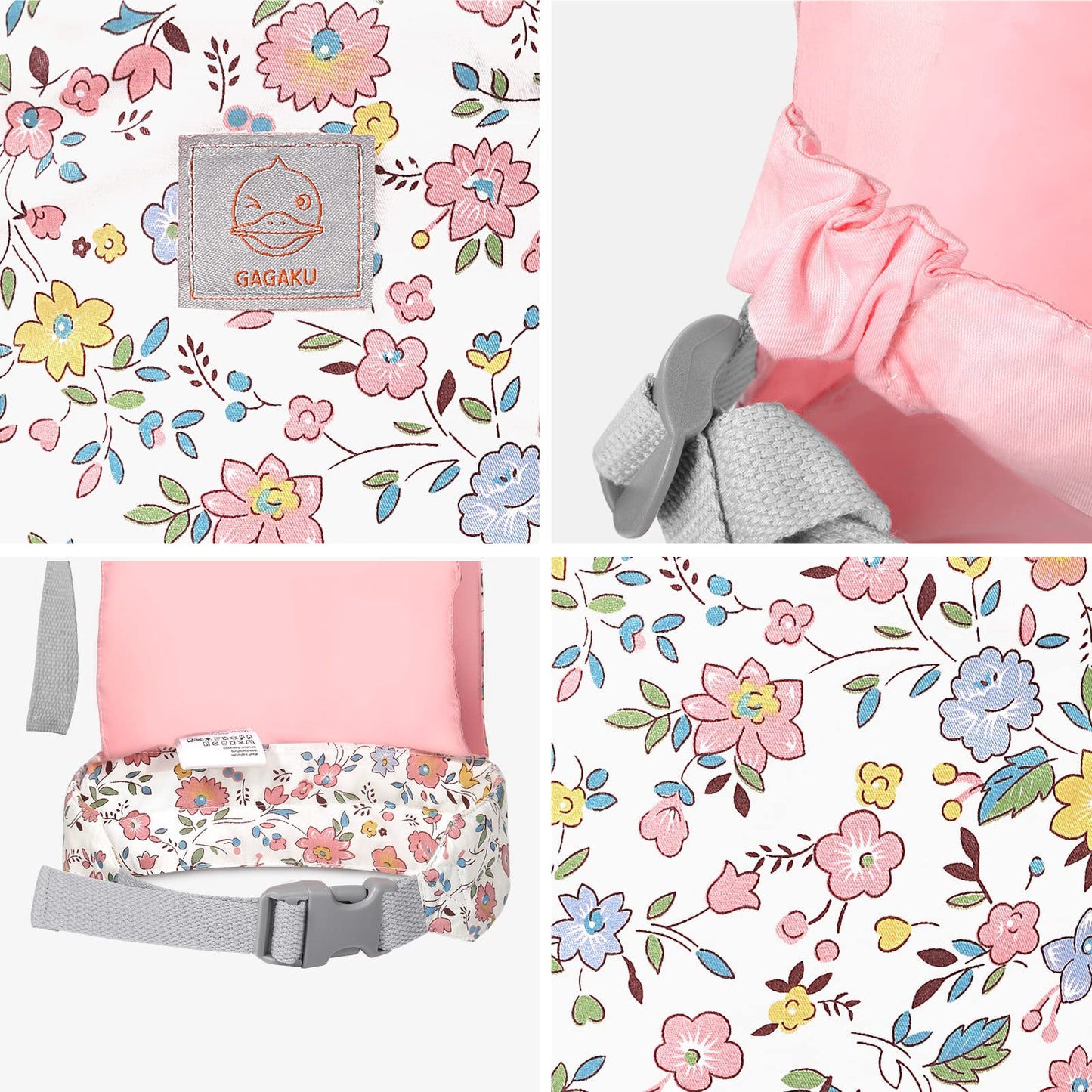 GAGAKU doll carrier for kids, doll front carrier, doll backpack, doll accessory with adjustable straps - Pink - Flower