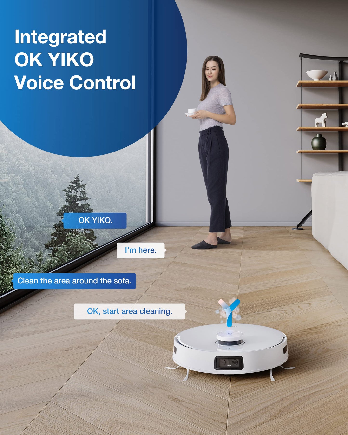 ECOVACS DEEBOT T10+ vacuum and mop robot with 3.2L dustbin (3000Pa, AIVI obstacle avoidance, OZMOPro oscillating mopping, Video-Manager with real-time video chat, YIKO voice assistant, 3D map)