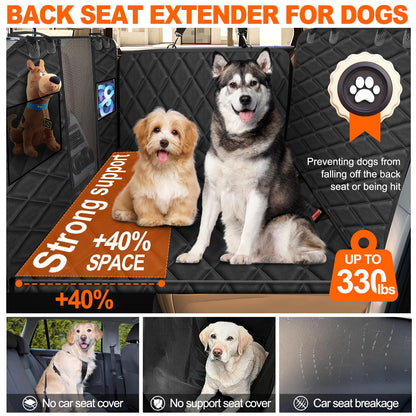 Vinstatin car backseat with hard bottom, dog blanket widened, car seat cover waterproof scratch-resistant nonslip, car seat for dogs backseat with safety belt.