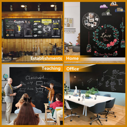 JOMUSAGA Chalkboard Sticker Magnetic Self-Adhesive, 240 x 120 cm Magnetic Film, Wipeable Chalkboard Film, Magnetic Board Film for Home Office School, with Water-Based Chalk Markers & Magnets & Cloths