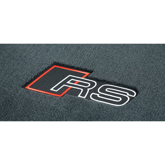 Audi 8Y1863011DRPP Premium Velour Floor Mats 4X Fabric Mats, with RS logo, black/red, Not for Mild-Hybrid (MHEV)