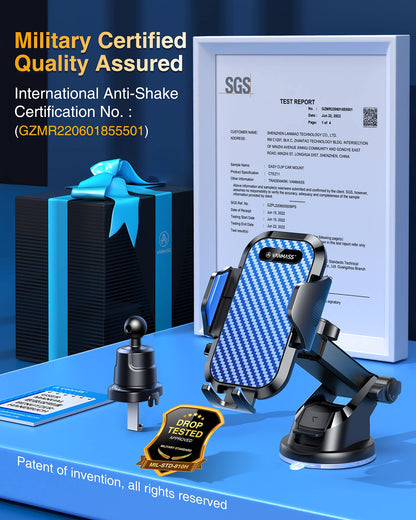 VANMASS Car Phone Mount 2025 Upgrade Suction Cup & Vent Clip 4 in 1 Phone Holder Military-Grade Protection Smartphone Mount on Windshield for iPhone 16 15 14 13 Pro Max Samsung, etc.