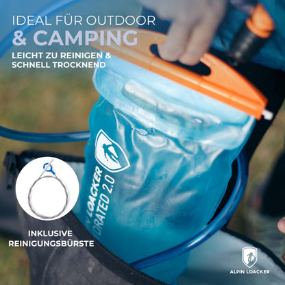 ALPIN LOACKER Outdoor hydration bladder with hose for sports and outdoor activities I super lightweight water bladder and drinking bag for hiking I BPA free hydration system, 2l