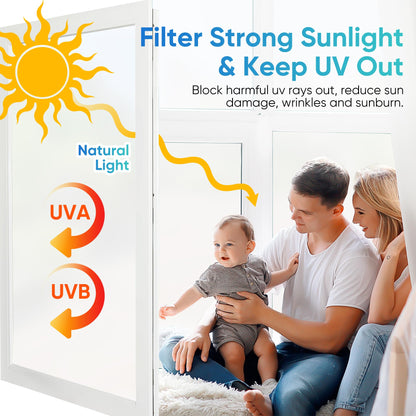 Funfox Window Film Opaque Self-Adhesive, Static Frosted Glass Film with UV Protection, Privacy Film White Matte for Bathroom Office Bedroom, Easy to Remove Without Glue, 88x200cm
