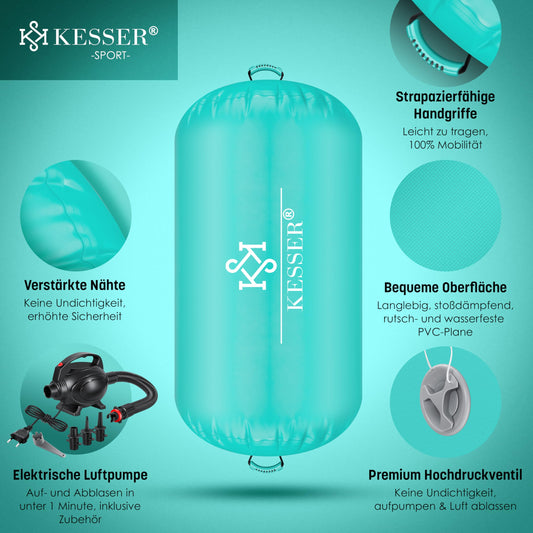 KESSER® Inflatable Airtrack | incl. carrying bag & electric air pump | Barrel Tumbling, Yoga, Fitness mat, Training aid, Gymnastics mat, Balance trainer, Sport mat, Workout