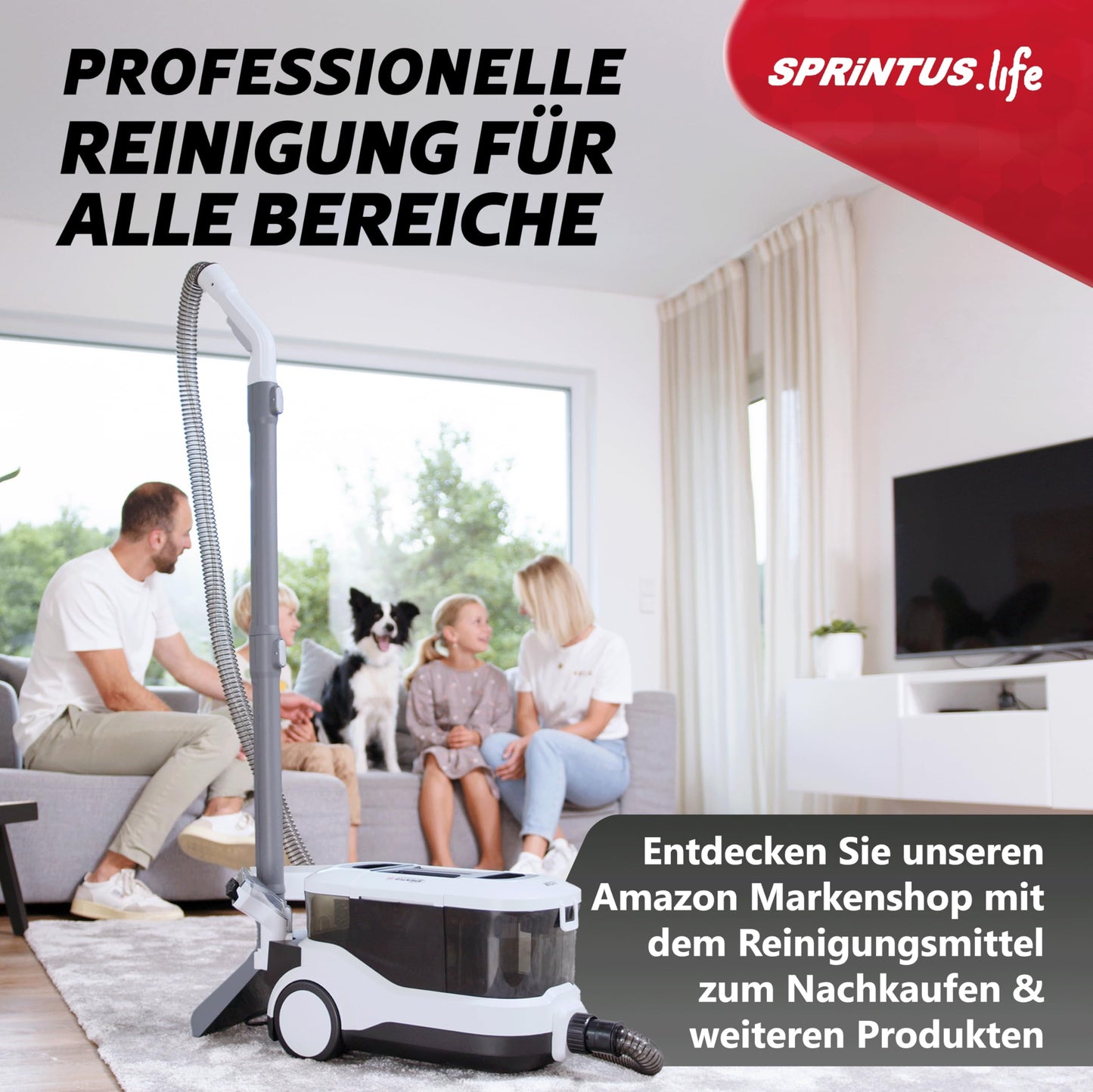 SPRiNTUS wet and dry vacuum cleaner upholstery cleaning device SPOTTY with 170mbar suction power for thorough cleaning of carpets, upholstery, pet hair, car & hard floors I Hygienic carpet cleaner wet vacuum cleaner [67db]