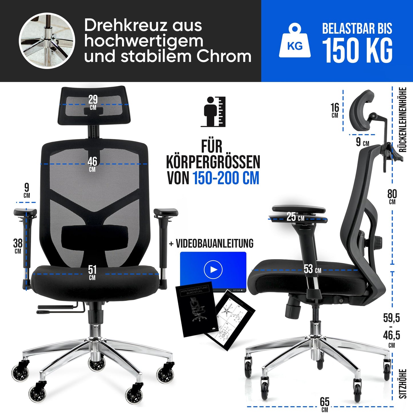 ELITESEATS Office Chair Ergonomic [TOP PICK] Scratch-Free Wheels Breathable | Ergonomic Desk Chair | Office Chair 150 kg Capacity | Computer Chair | Swivel Chair | Home Office Chair Ergonomic