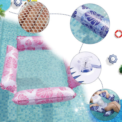 Funnity 2-piece pool inflatable with mesh (122x122 cm), water inflatable with pattern, water hammock for adults and kids, swim float for pool party summer water fun.