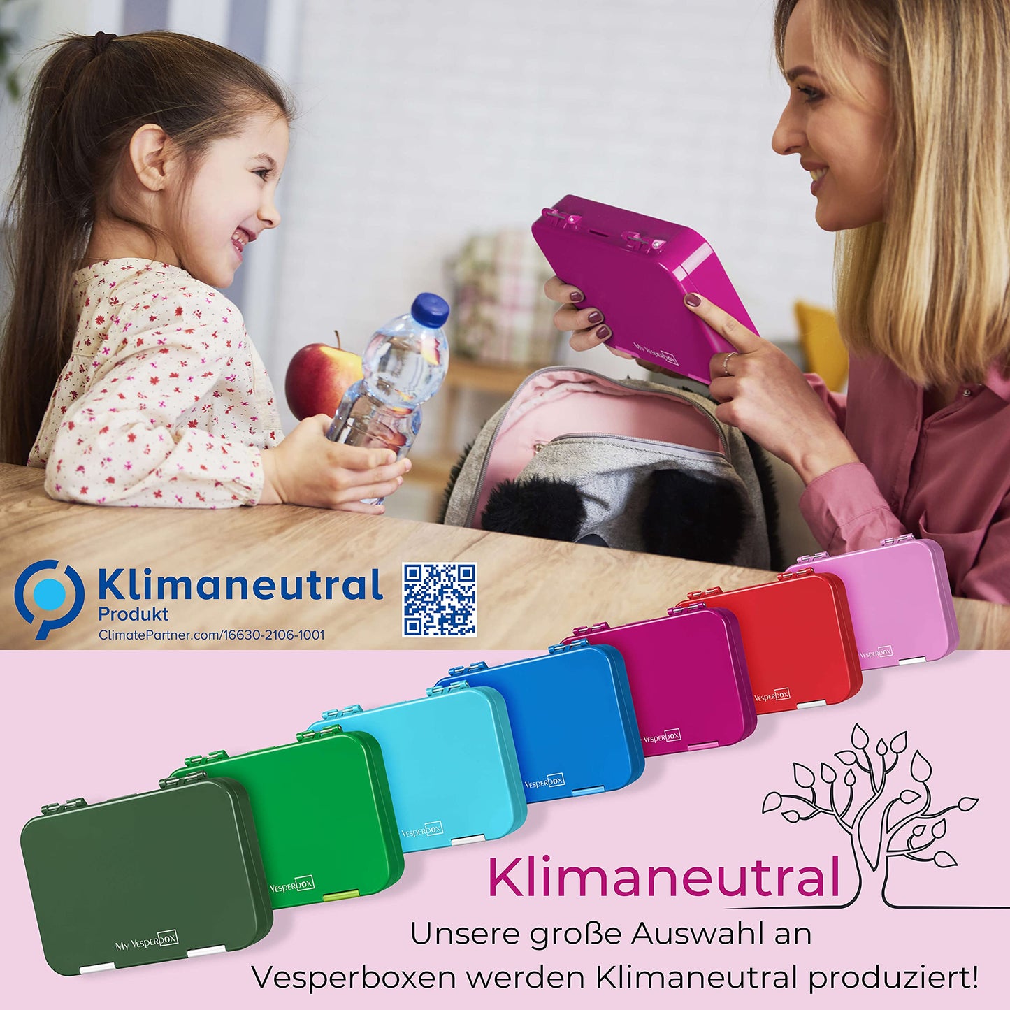 My Vesperbox - Len - Bento Box Kids - Lunchbox with 4+2 compartments - extremely durable - lunchbox - ideal for kindergarten and school... (Purple - Unicorn)