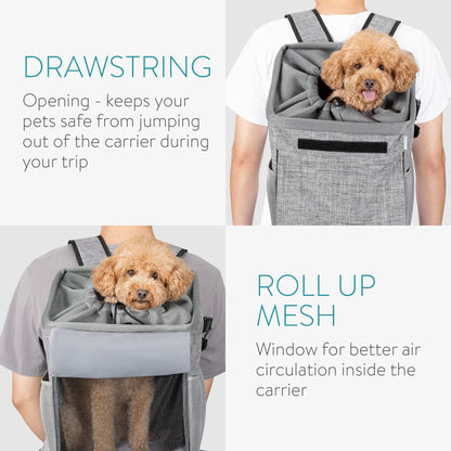 Navaris front bike basket for dogs up to 10kg - bike baskets for dogs and cats - dog bike basket, dog backpack, cat backpack - transport bag backpack - transport backpack grey