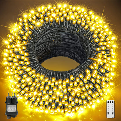 GYLIFEY outdoor fairy lights 100m Christmas fairy lights 800LED with remote control, waterproof LED fairy lights for Christmas decoration, warm white.
