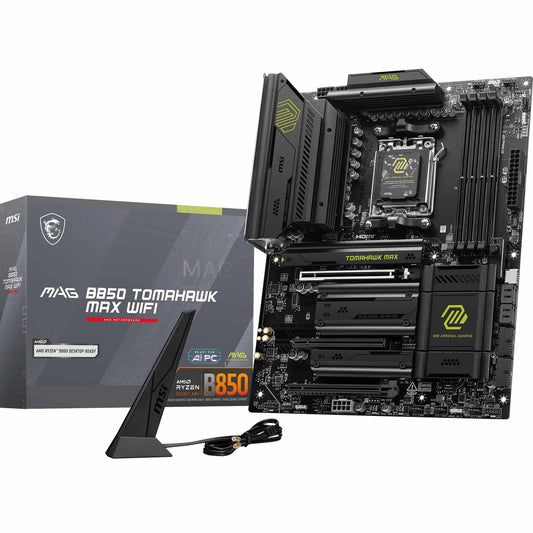MSI MAG B850 Tomahawk MAX WiFi Motherboard, ATX - Supports AMD Ryzen 9000/8000/7000 processors, AM5-80A SPS VRM, DDR5 Memory Boost 8400+ MT/s (OC), PCIe 5.0 x16, M.2 Gen5, Wi-Fi 7, 5G LAN.