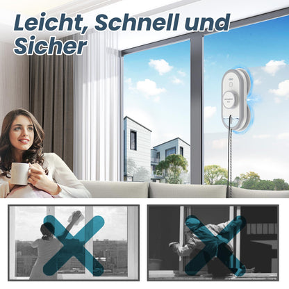 AlfaBot X8 window cleaning robot, electric window cleaner robot, glass cleaning robot with water spraying function in two directions, remote control, voice support in English, auto sprayer.