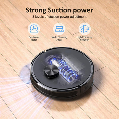 Lubluelu robotic vacuum cleaner with mopping function 2-in-1, 4000Pa suction robot laser navigation with 5 maps, 55 dB robot vacuum with app control, great for pet hair, carpets, hard floors, blue (SL60D)