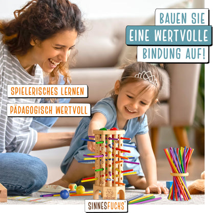SENSESFOX® Color Learning Tower - FSC® 100% - Montessori toy from 3 years - wooden toy with educational value - learning games from 3 years - children's color stick wooden game - children's games from 4 years