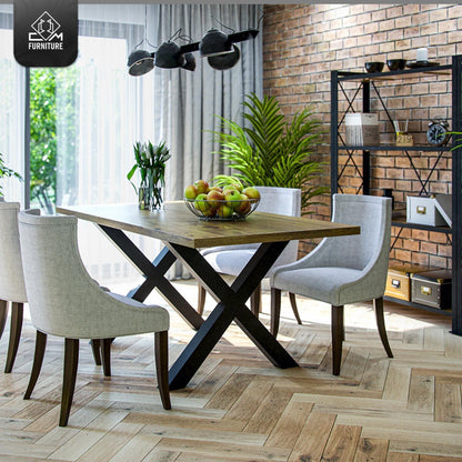 CM Furniture X-Form Table Legs Height Adjustable Metal Anthracite X Outdoor/Home TABLE BASE 80x72 cm Garden Table Desk Dining Table Furniture Legs Table Feet Living Room Anti-Scratch Pads 2 Pieces