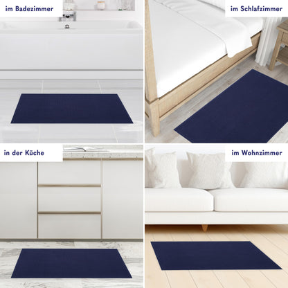 Hammetex 100% cotton non-slip bath mat, 43x61 cm bath rug for bathroom toilet, absorbent quick-drying washable bath floor mats, navy blue