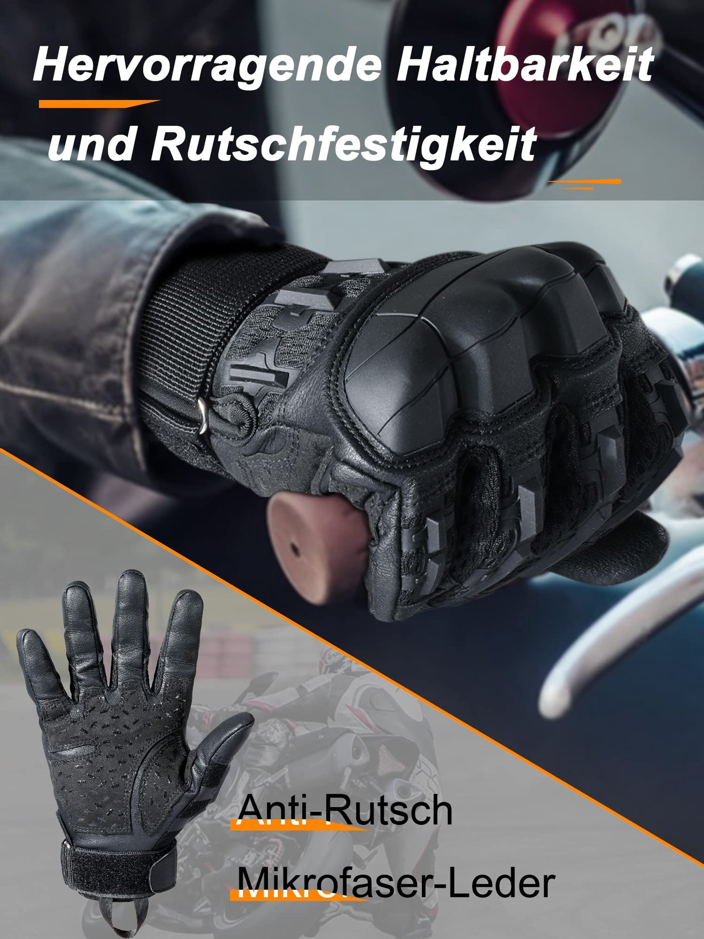 WTACTFUL Men's Motorcycle Gloves, breathable Motorcycle Gloves Men's with protectors for Tactical Bicycle Einsatzhandschuhe Airsoft Paintball Black S
