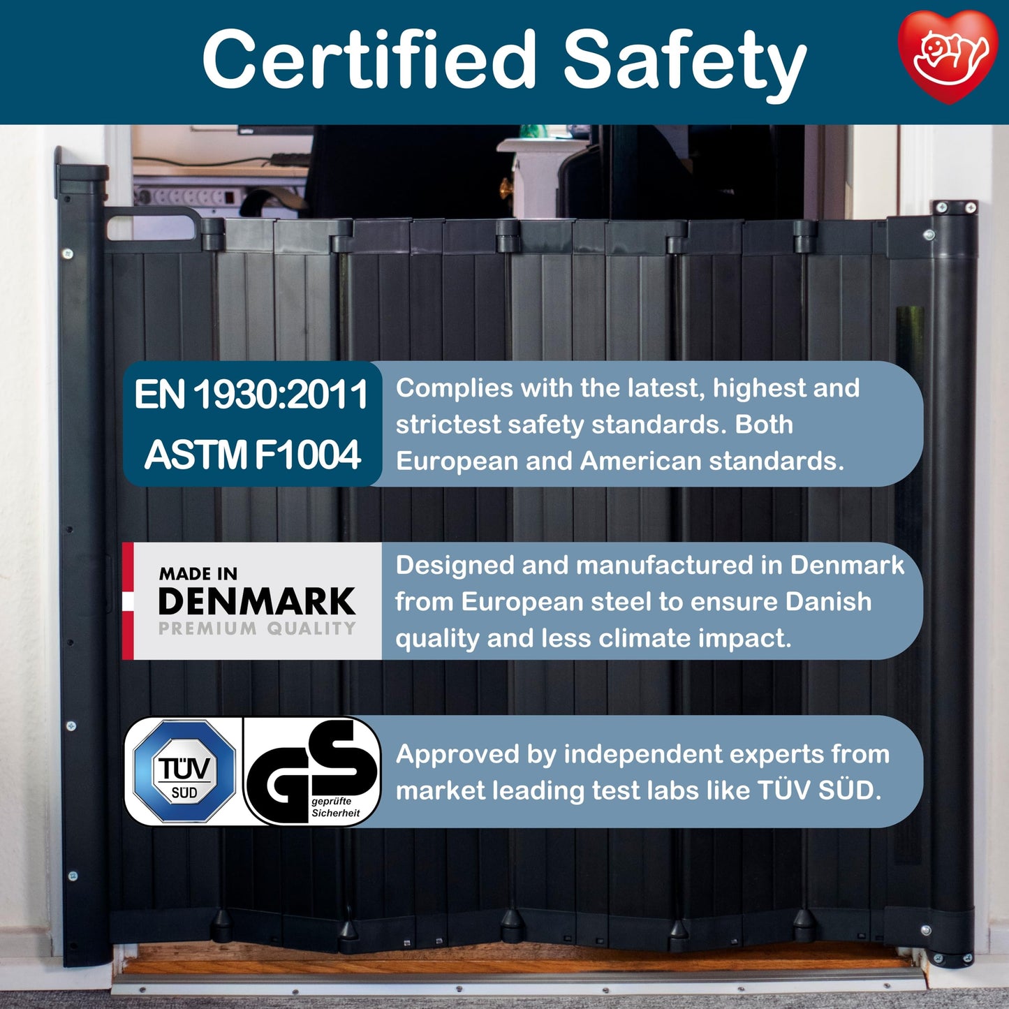 BabyDan Guard Me, Auto Retractable Stair Gate, fits openings between 55-89 cm, White, Made in Denmark - Baby gate/safety gate (pet gate/dog gate)