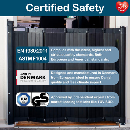 BabyDan Guard Me, Auto Retractable Stair Gate, fits openings between 55-89 cm, White, Made in Denmark - Baby gate/safety gate (pet gate/dog gate)