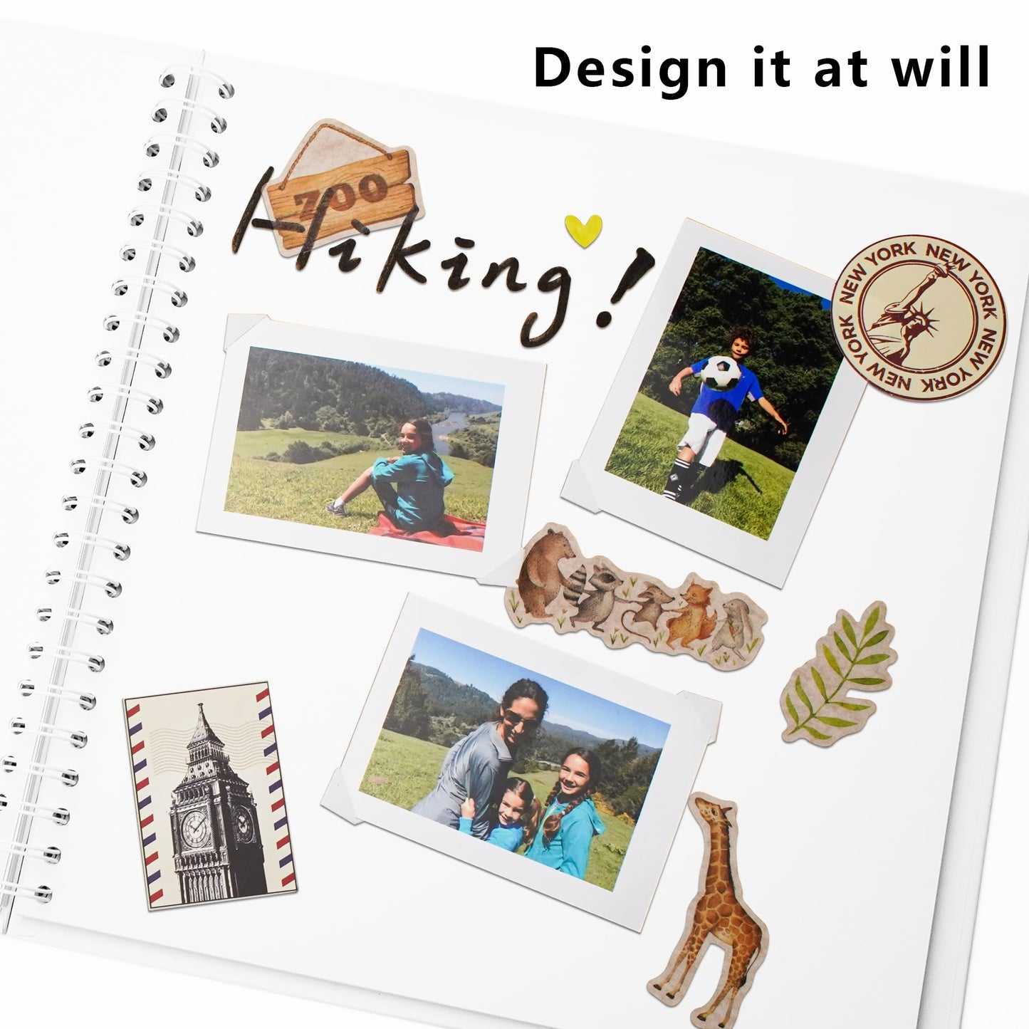 Hiwhy Photo Album Scrapbook 25.5x25.5 cm 40 Pages DIY Scrapbook Hard Kraft Paper Baby Memory Book Family Birthday Wedding Anniversary Scrapbook, White