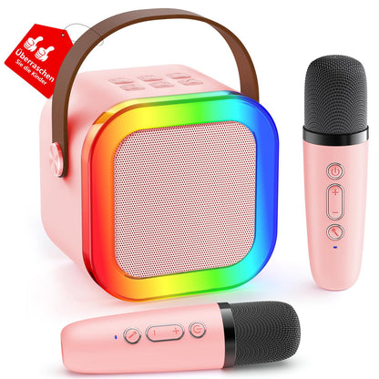 Karaoke machine for kids, gift for girls 3-12 years, karaoke kids toy for girls 3-12 years, karaoke machine with 2 karaoke microphones for kids, pink