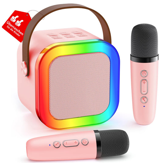 Karaoke machine for kids, gift for girls 3-12 years, karaoke kids toy for girls 3-12 years, karaoke machine with 2 karaoke microphones for kids, pink