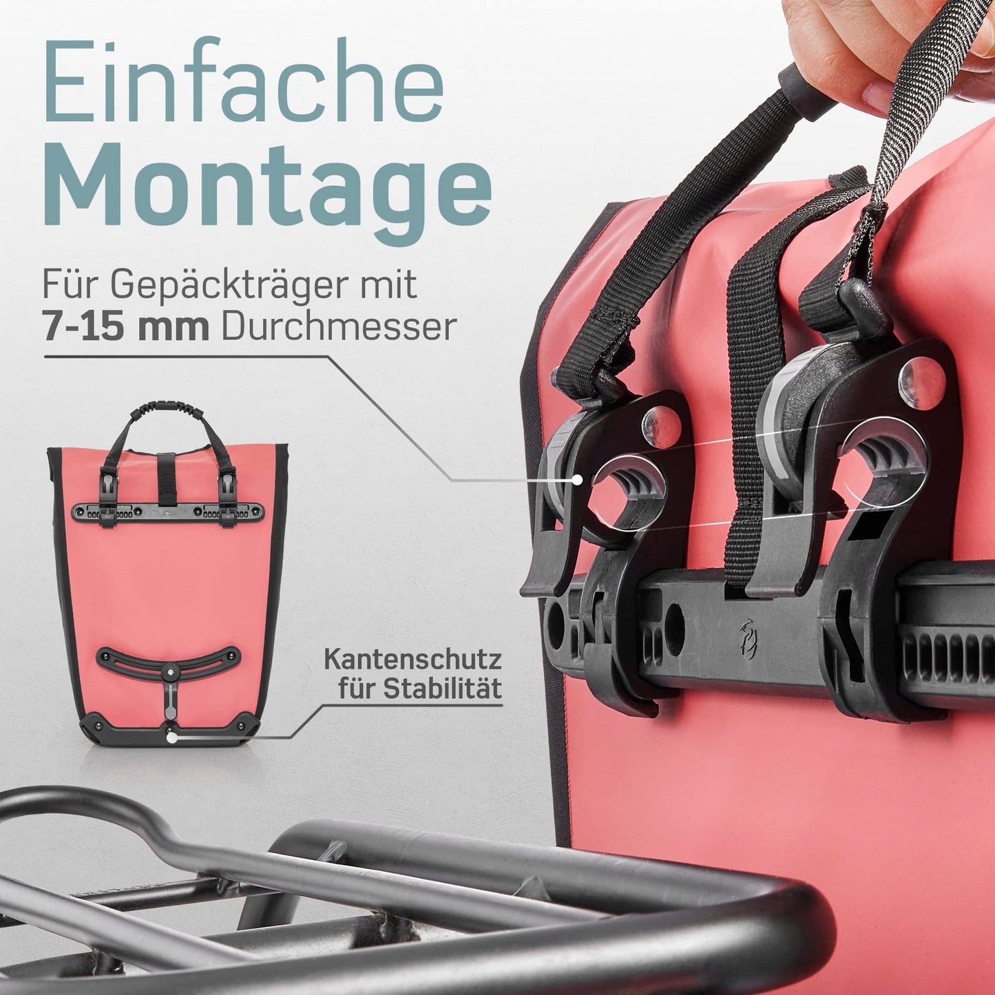 Borrow bicycle shopping bag for luggage rack with removable cooling insert - Can be used as a luggage carrier bag, bike bag, carry bag 23 liters.