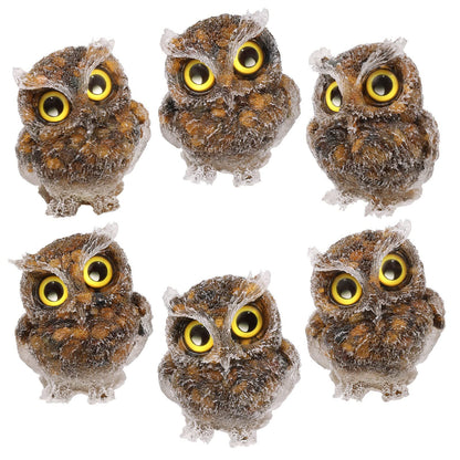 Tiger Eye cute crystal owl figurine ornaments, mini stone owl statues resin animal sculpture talisman healing stone bird decoration for home office table, flower pot, micro landscape, 7.5cm