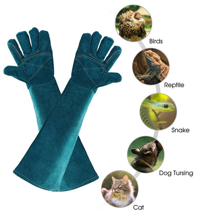 AOWPFVV gloves for handling animals, 60 cm/ 23.6 inch Anti-Bite work gloves for welding, caring for, handling dog/cat/bird/snake/parrot/lizard/reptiles.