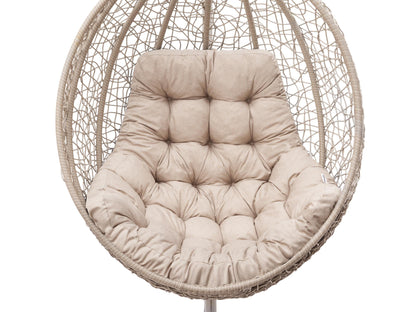 PillowPrim Hanging Chair Cushion, Cushion for Poly Rattan/Rattan Hanging Swing, Pad, Hanging Basket, Swing Basket, Swing Cushion Back Cushion in Beige color.