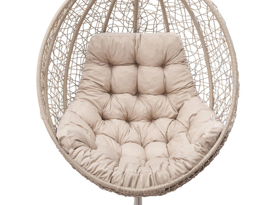 PillowPrim Hanging Chair Cushion, Cushion for Poly Rattan/Rattan Hanging Swing, Pad, Hanging Basket, Swing Basket, Swing Cushion Back Cushion in Beige color.