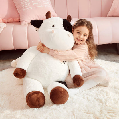 IKASA Large Cow Stuffed Animal Giant Cow Plush Toy Cow Cuddly Toy Big Plush Cow Stuffed Toys Plush Toy Soft Toy Plush Cow Cute Gift for Kids (White, 78 cm)