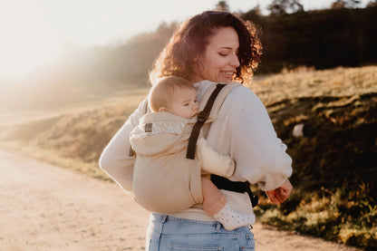 Néobulle - Baby carrier | evolutionary Néo V3 | adjustable with fabric for up to 24 months | 100% cotton with soft straps and Galet Physiological Belt | Color Savane