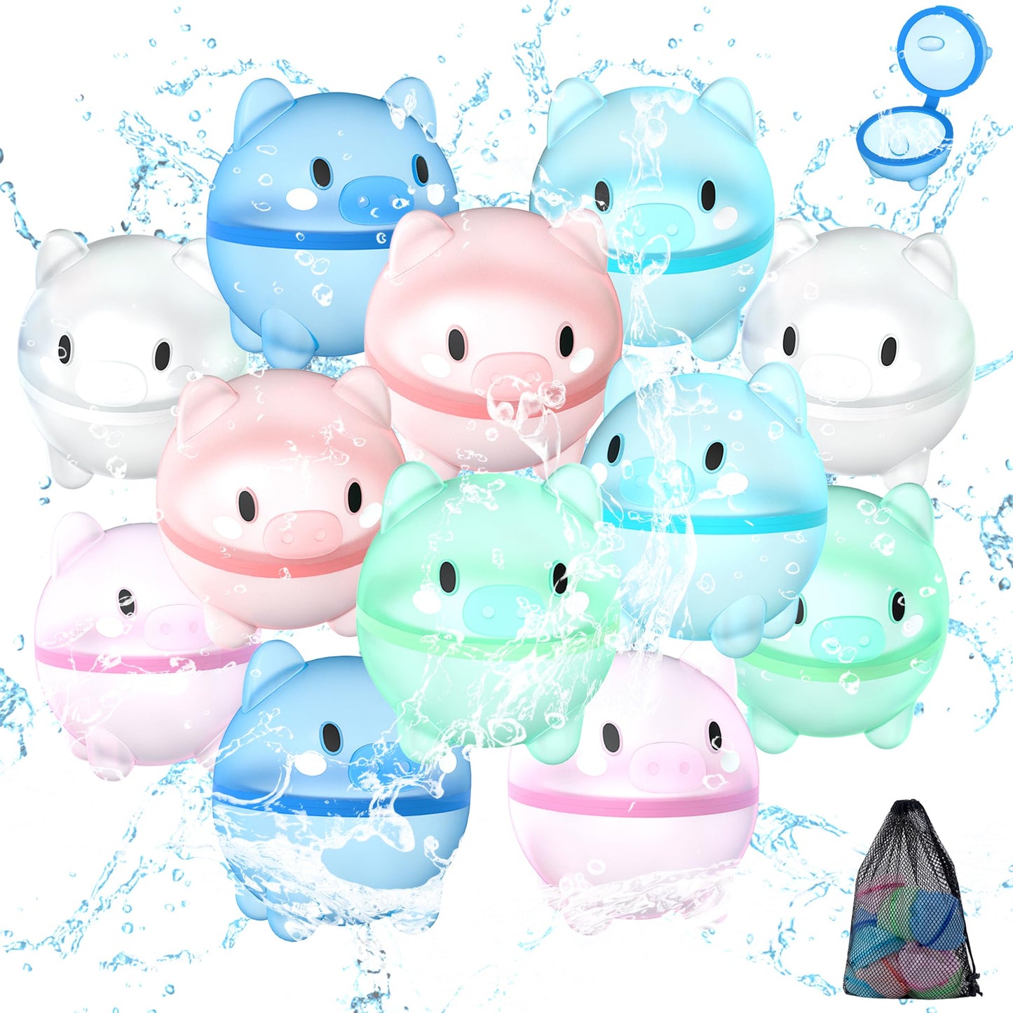 DBPBToU 8/12/16 Piece Water Balloons Reusable for Kids Adults, Self-Sealing Water Balloons, Water Toys for Kids for Family Game Beach Pool Party (12 Pieces)