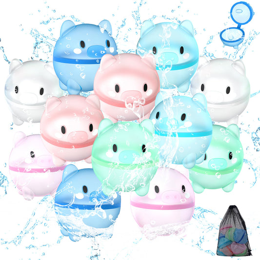 DBPBToU 8/12/16 Piece Water Balloons Reusable for Kids Adults, Self-Sealing Water Balloons, Water Toys for Kids for Family Game Beach Pool Party (12 Pieces)