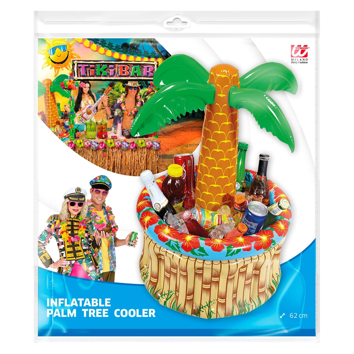 Widmann 10136169B - Inflatable palms, set of 2, approximately 180 cm tall, perfect for beach parties, themed parties, and carnival. & 04865 - Inflatable palm with drink cooler, can be filled with ice and water.