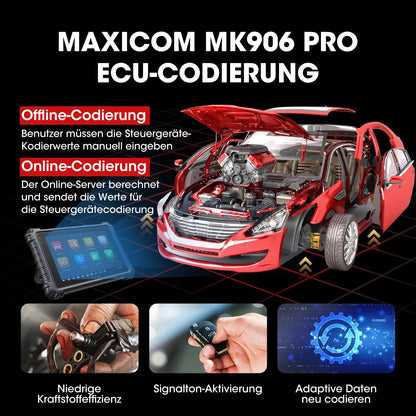 Autel Car Diagnostic Tool MaxiCOM MK906Pro OBD2 Scanner, upgraded from MK908/MS906BT, same as MS906 Pro, ECU coding, bi-directional control, 36+ services, 10 high-end functions, all systems.