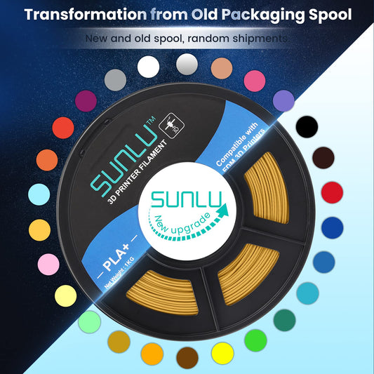 SUNLU PLA+ Filament 1.75mm, PLA Plus 3D Printer Filament, Stronger, Neatly Wound, 1KG 3D Printing PLA+ Filament, Dimensional Accuracy +/- 0.02mm, Gold