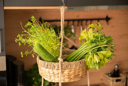 Decorasian hanging fruit basket, Large XXL tiered stand with 3 baskets made of water hyacinth - fruit rack for storing fruit and vegetables - hanging basket